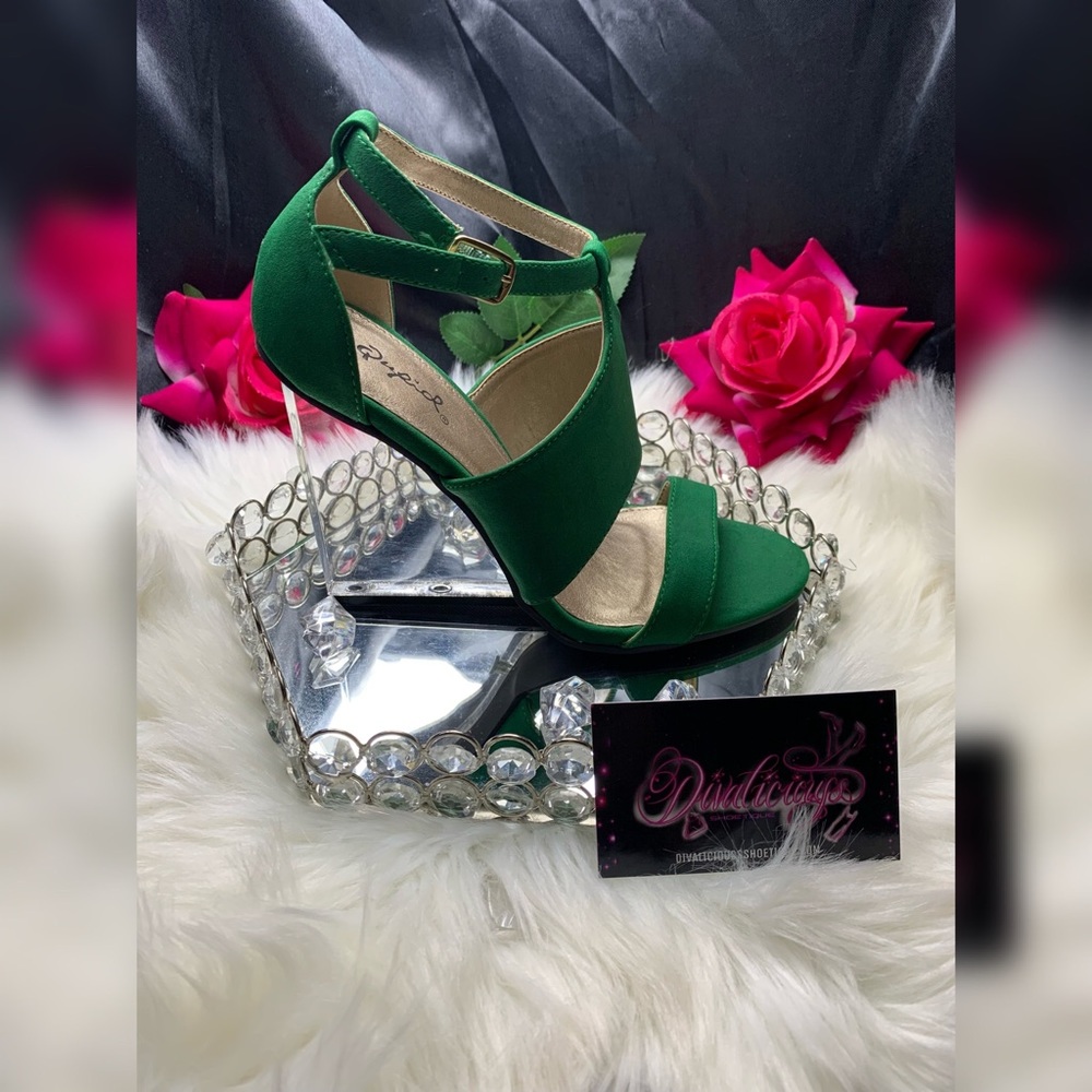 Shop Zazzy Nubuck Green Wedge